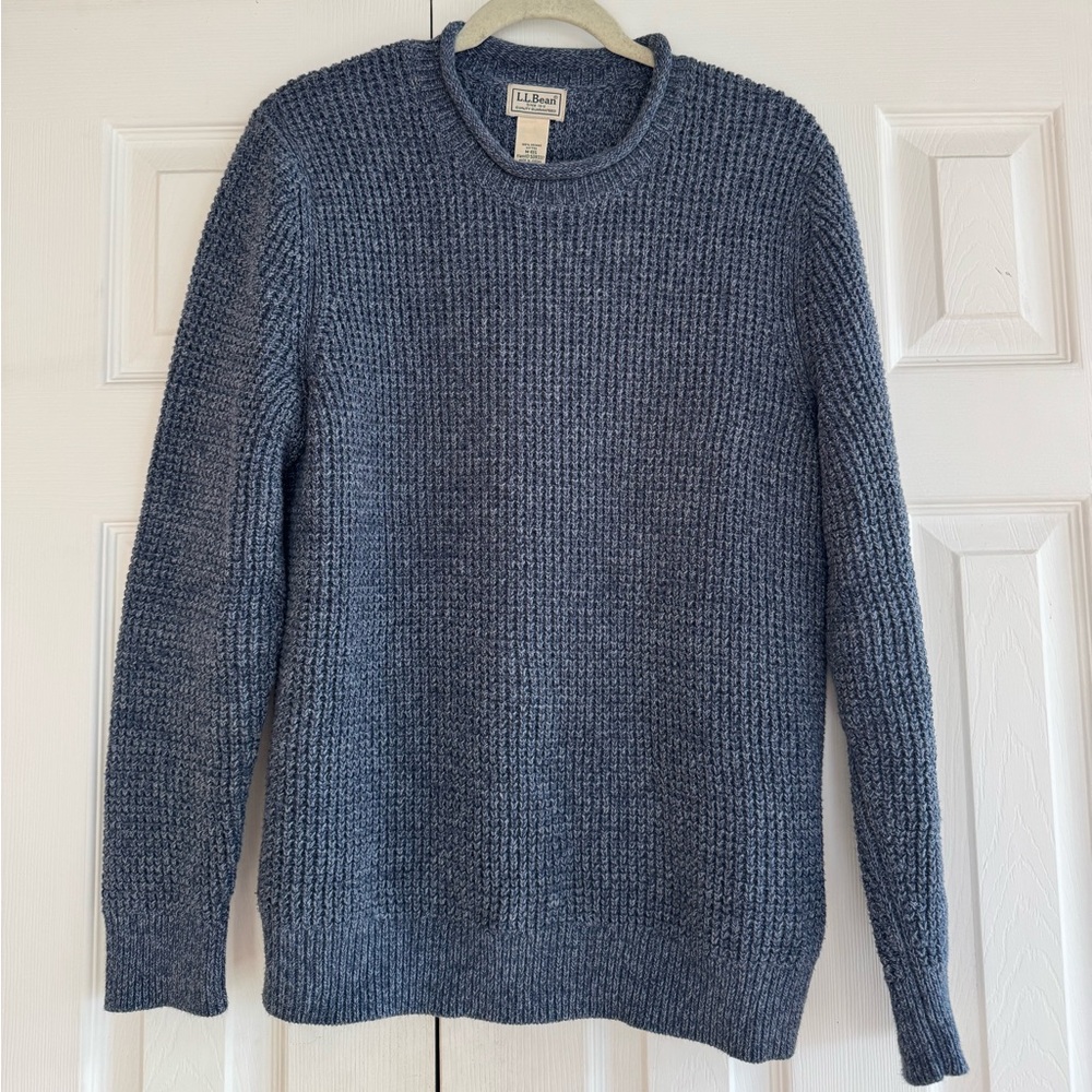L.L. Bean Men's Rolled Crewneck Sweater - Slate Blue Heather